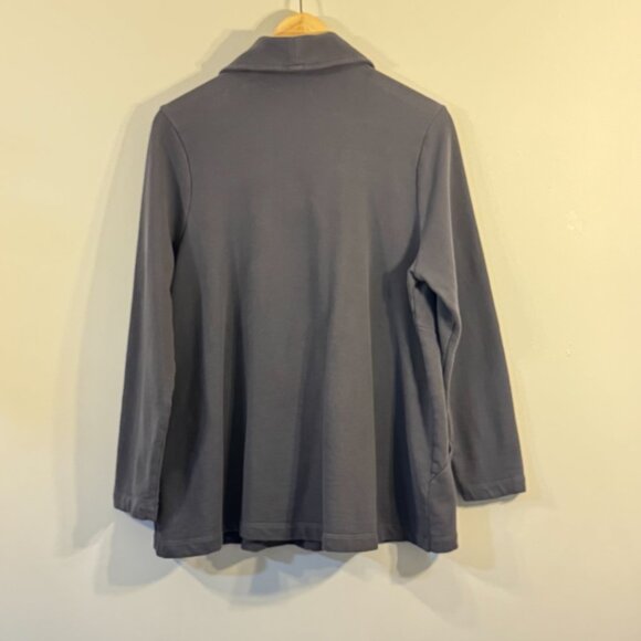 J Jill Pure Jill Organic Cotton Knit Jersey Jacket Asymmetric Moto Collar Sz MP - Picture 10 of 13